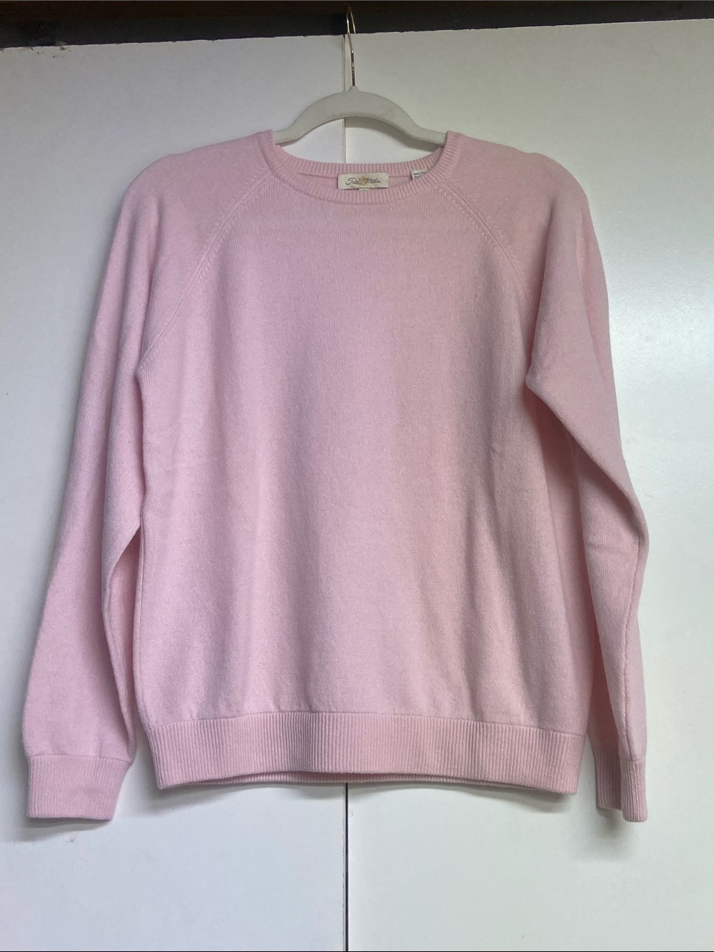 Peter Millar Rare 100% Cashmere Pastel Pink Crewneck Sweater, Size Medium
